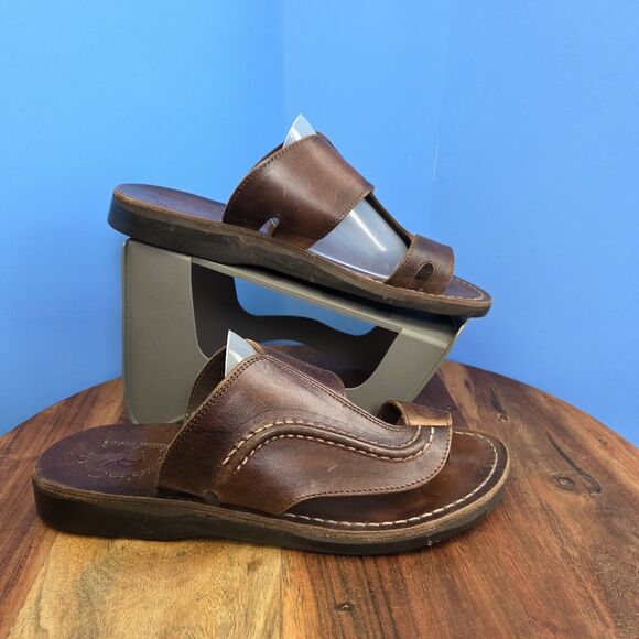 Jerusalem Sandals Peter Leather Toe Strap Sandal Men\'s 43 (10) Brown (HTF Size) main image 15